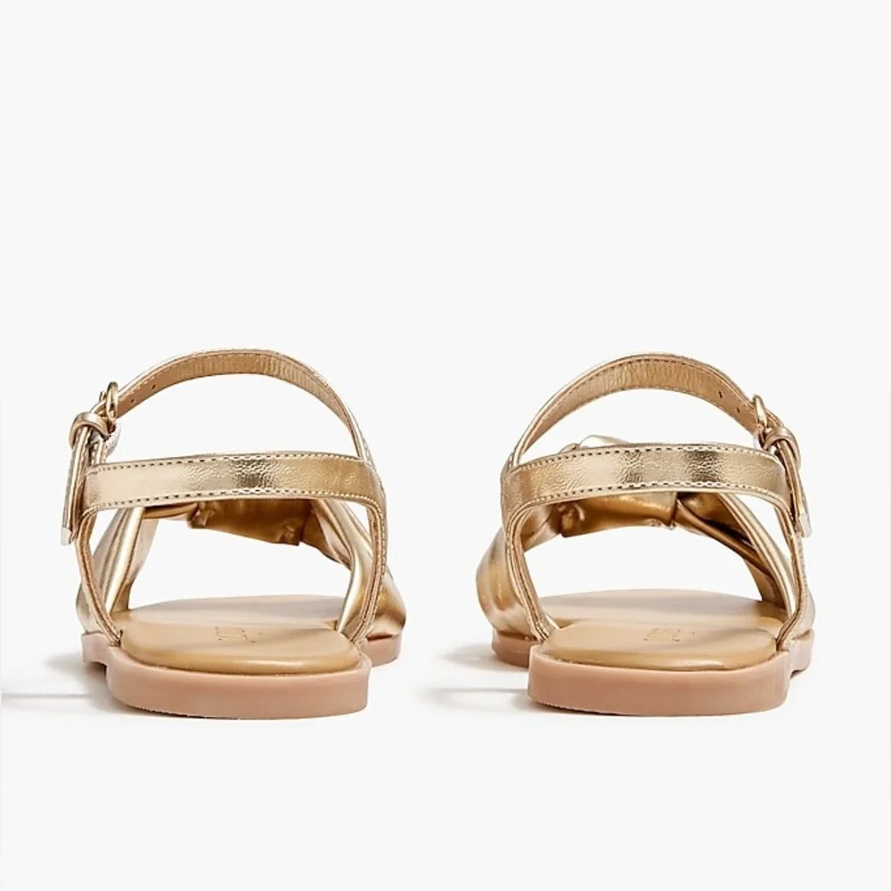 NWT Crewcuts Factory Girls’ Square-Toe Knot Sandals in Gold Size K12
